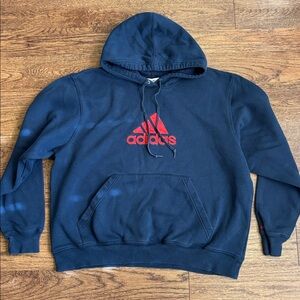 Adidas Navy Blue Hoodie with Vibrant Red Emblem